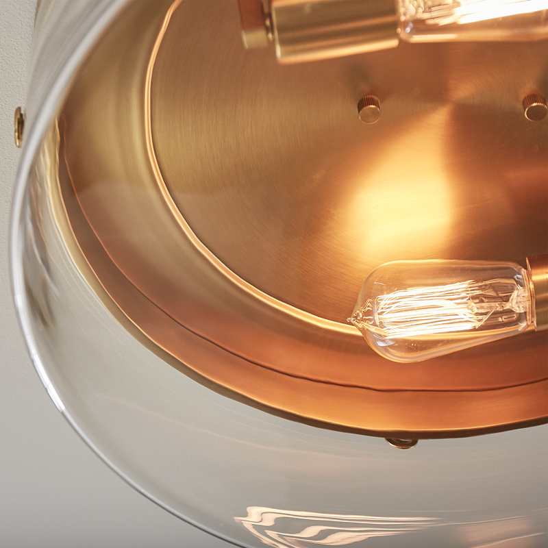 Glass Flush Mount, Burnished Brass