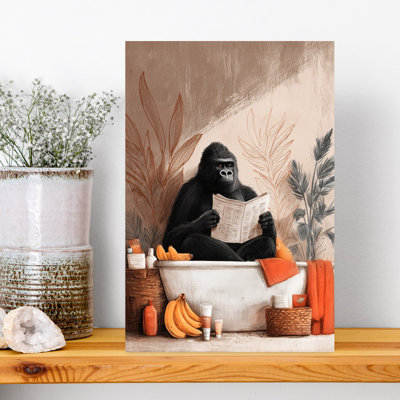 «Gorilla In Bathtube 1», art mural singe gorille contemporain