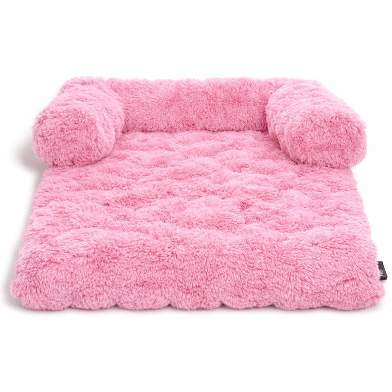 Super Soft Plush Square Sofa Pet Bed, 75 x 75 x 13 Cm, Pink