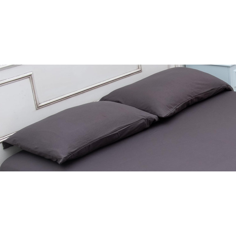 100% Cotton Jersey Knit Pillowcases, Anthracite, Queen Pillowcase