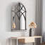 Grand miroir mural de style campagne 36,5 "x 23,5", miroir de fenêtre arqué pour décoration murale salon, chambre à coucher, vestibule, grain de bois rustique