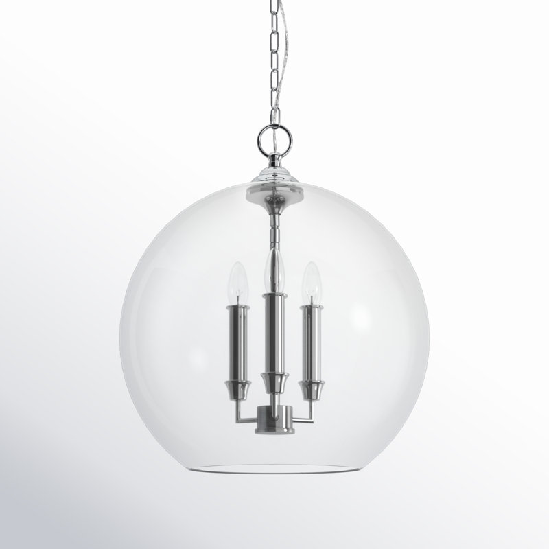 3-Light Globe Pendant, Chrome