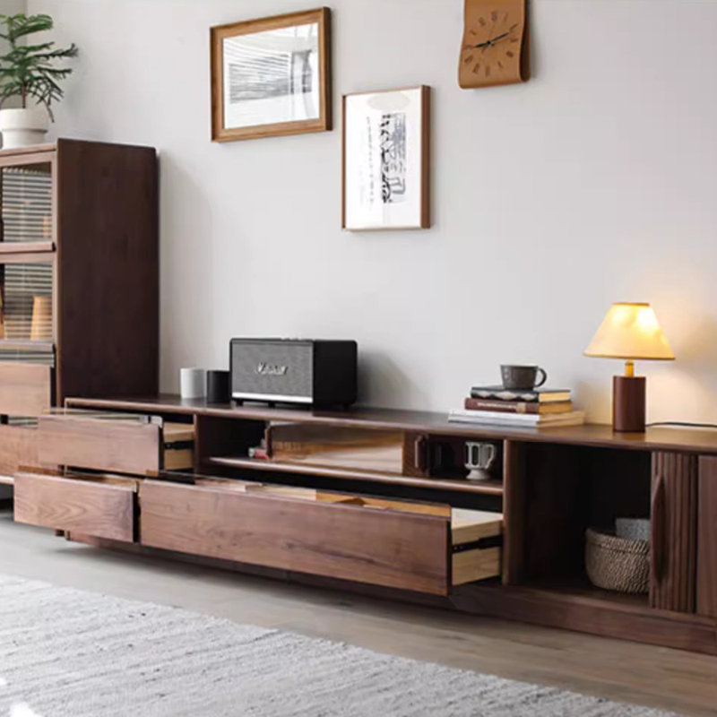 Black walnut solid wood TV cabinet