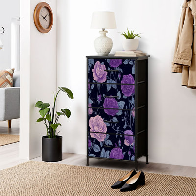 Commode pour commode de chambre à coucher pour garde-robe de chambre à coucher sans couture à motif floral rétro avec fleurs de jardin et pivoines faites à la main