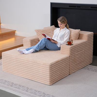 Oversized Chaise Lounge Chair with Ottoman, Sofa Bed, Sleeper Couch Reading Chairs