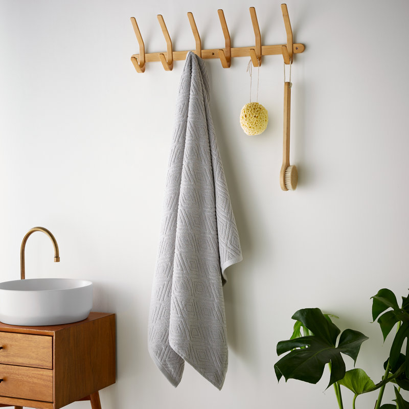 Diamond Geo Sculpted Cotton Towels, Grey