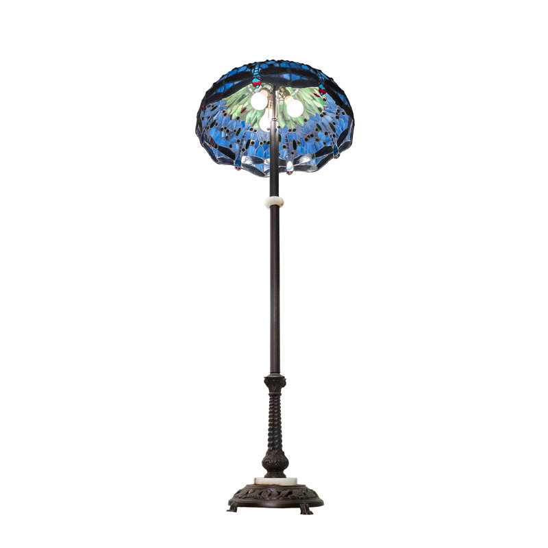 Riyad 62'' Bronze Traditional Floor Lamp, Green/Blue