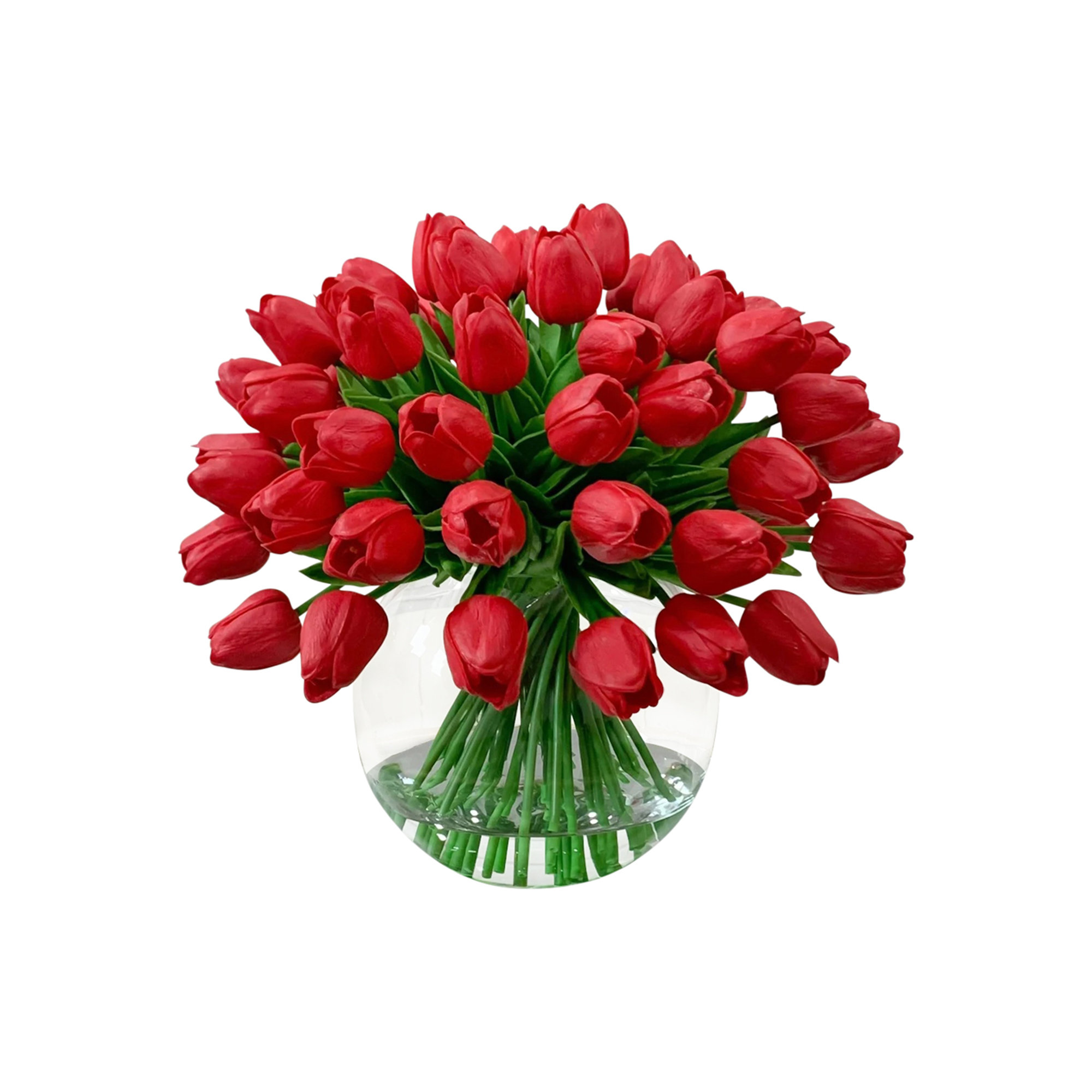 Real Touch Tulips Centerpiece In Vase, Red