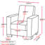 Fauteuil avec rangement, gris. Fonctionnel et élégant. 36,44 po de profondeur x 27,9 po de largeur. Transformez-vous facilement en canapé-lit. Rangement gris facile à nettoyer. Convertit facilement le canapé-lit. Fabrication turque. Convient aux petits espaces.