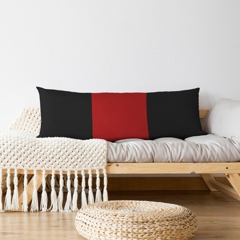 Oreiller pour le corps Addison Stripes (avec insert amovible), Noir / Écarlate moyen