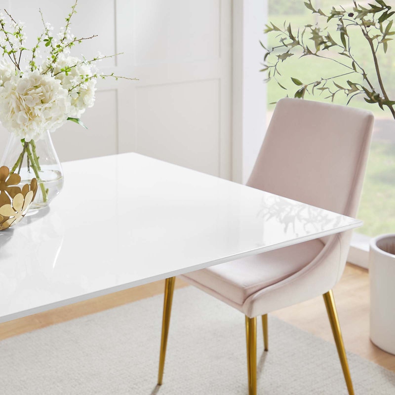 Lippa Rectangle Dining Table, Gold, 29.5"H x 60"L x 35.5"W