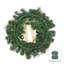 Couronne de Noël pré-éclairée avec nœud doré pour porte d'entrée-1087412346