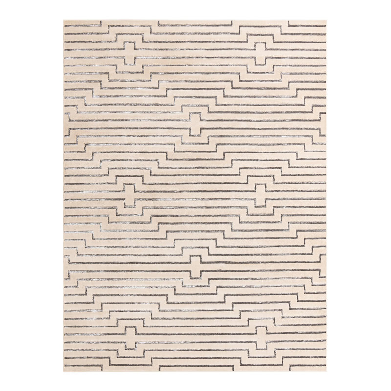 Latitude Run® Mirage Novica Rug White and Silver, Rectangle 10' x 13'1"