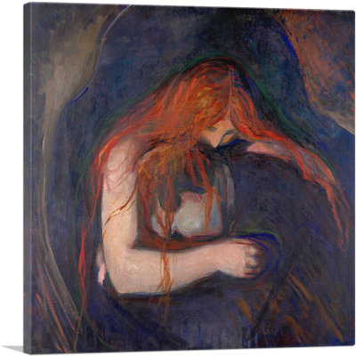 " Vampire, Love And Pain 1895 " by Edvard Munch Painting Print