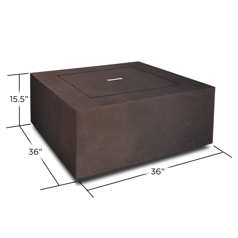 BALTIC Concrete Fire Pit Table with Lid, Glacier Gray, Propane, 15.75" H x 50.5" W x 32.5" D