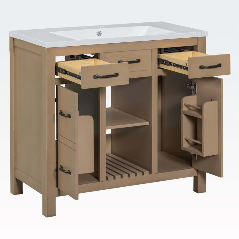 Rangement pour salle de bain Yasib, Bois