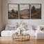 Rural Landscape " Rustic Highland Tranquil Mountainous Landscape Illustration Modern Decor Relax Calm Chic " 3 - Pieces-98697475-98697476