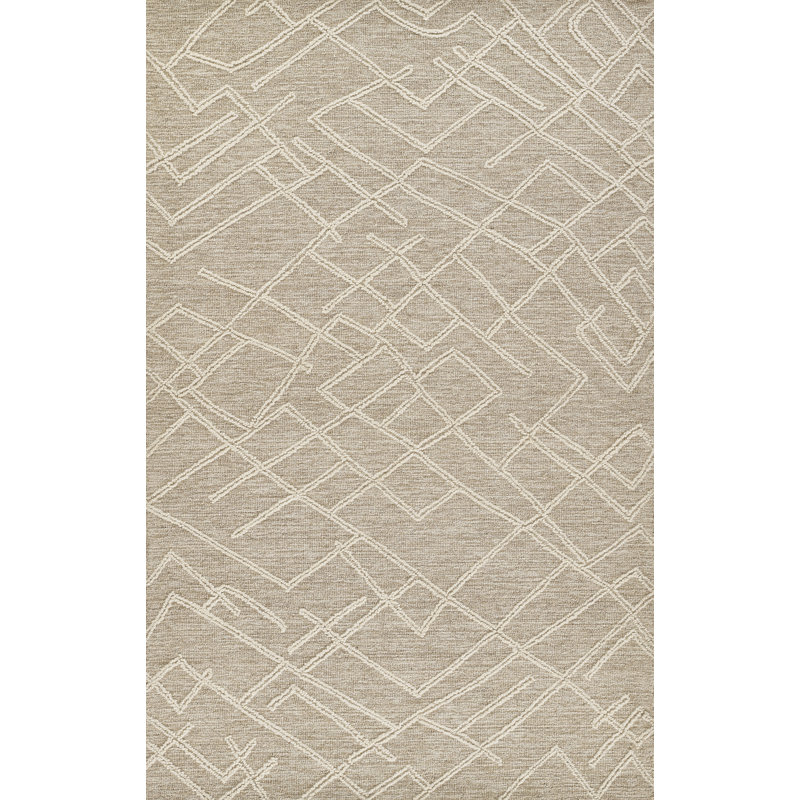 Tapis beige en laine touffeté à la main Wendell, Rectangle 9 pi x 12 pi