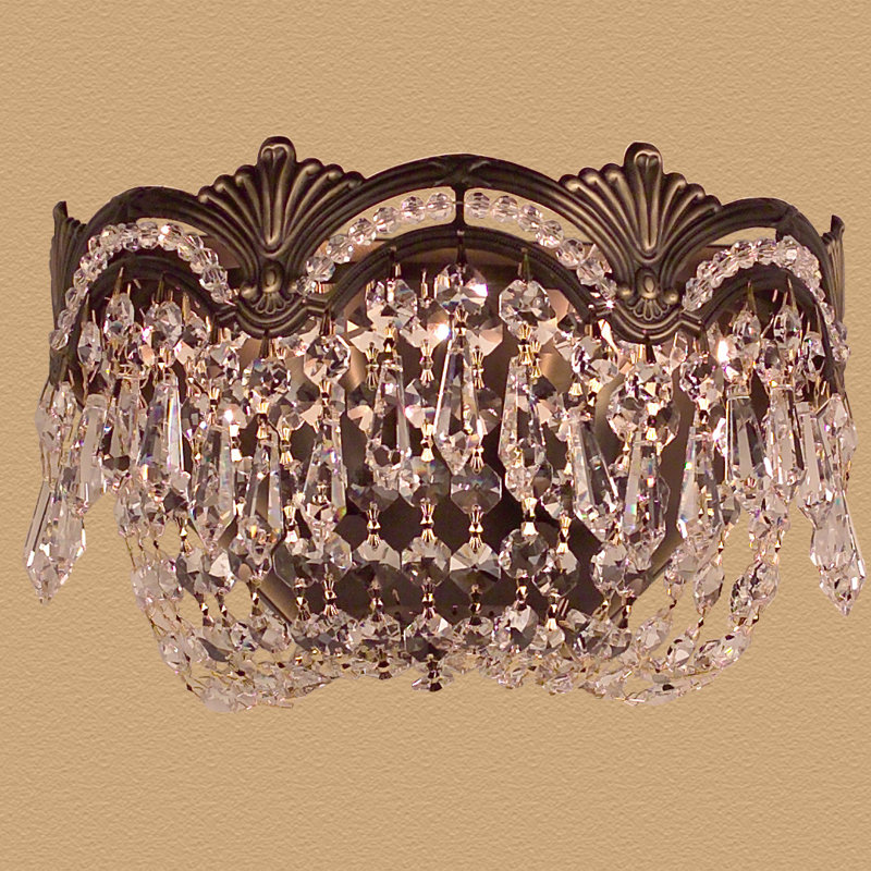 Exum Flush Mounted Sconce, Crystalique Golden Teak, Roman Bronze