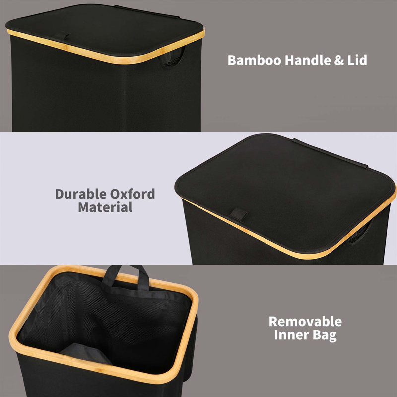 Bhargava Laundry Hamper with Handles, Black