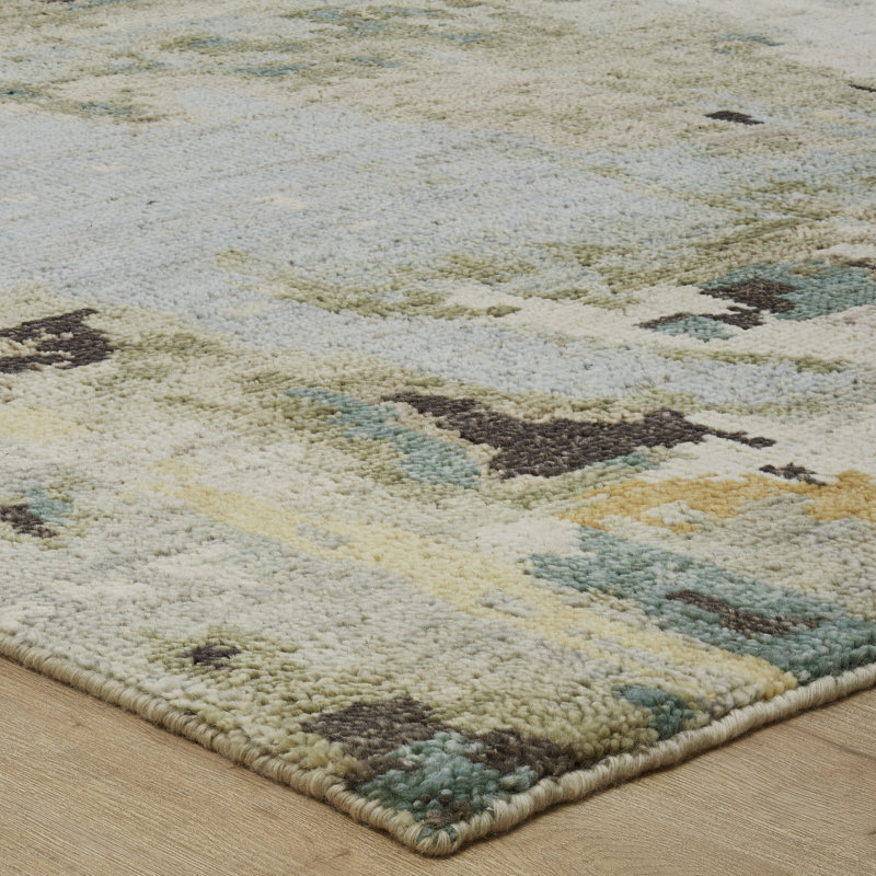 Toros Misty Jade Hand-Knotted Wool Area Rug, Rectangle 9' x 12'