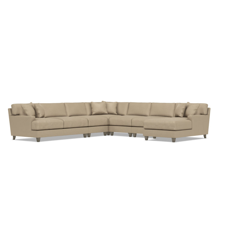 Bernhardt Mila 6-Piece Fabric Sectional, Tan Polyester, Right Hand Facing, 33.5" H x 137" W x 137" D