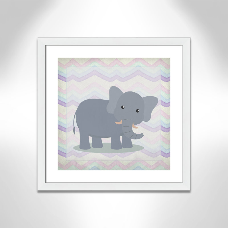 Art de l'éléphant rose, Encadré plat blanc, H 22,5 po x l 22,5 po x P 0,6 po