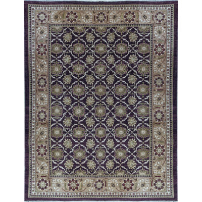 Sultanabad Wool Oriental Area Rug in Aubergine/Gold