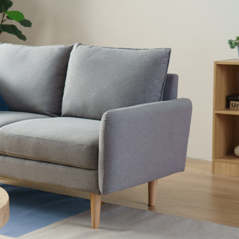 Cartlin 58" Upholstered Mid-Century Modern Loveseat, Light Gray