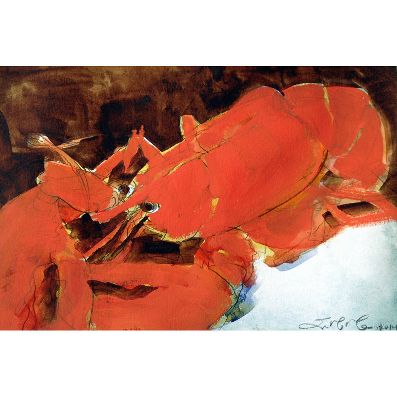 Abstract Lobster II by Erin McGee Ferrell - No Frame Painting on Canvas, 30cm H x 46cm W x 3.8cm D