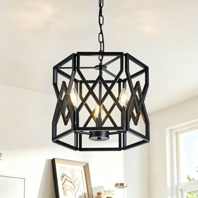 3-Light Industrial Lantern Eades 14.57 IN Dining Room Pendant Light Fixture For Foyer Kitchen Island Entryway Staircase
