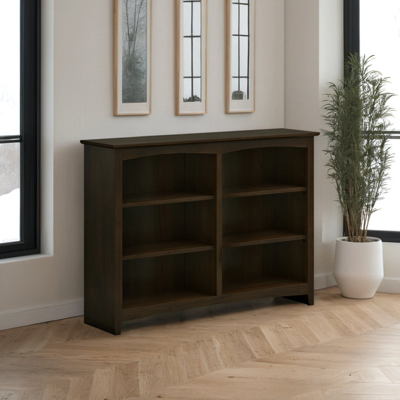 Malani 36" H Solid Wood Classic Bookcase, Coffee, (3 Shelves) 36"H x 49.75"W x 12.875"D