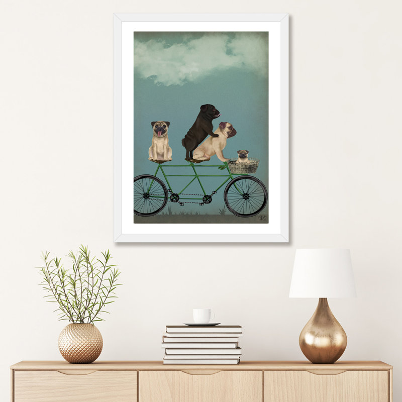 «Pug Tandem» - Imprimé, Papier blanc, H 32 po x l 24 po x P 1 po