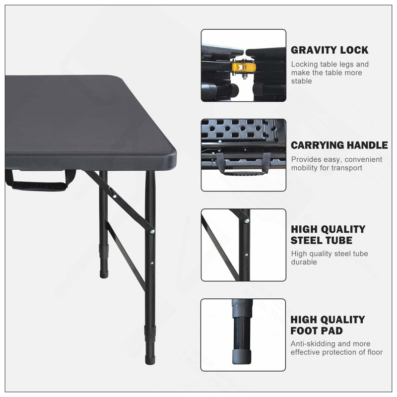 Table pliante portative 4 pi 4 po poids pliable intérieur et extérieur 135 kg