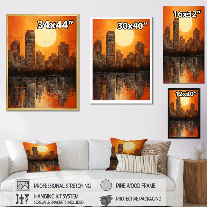 «Sunset Panorama High Rise City I», reproduction sur toile, Toile tendue, H 32 po x l 16 po