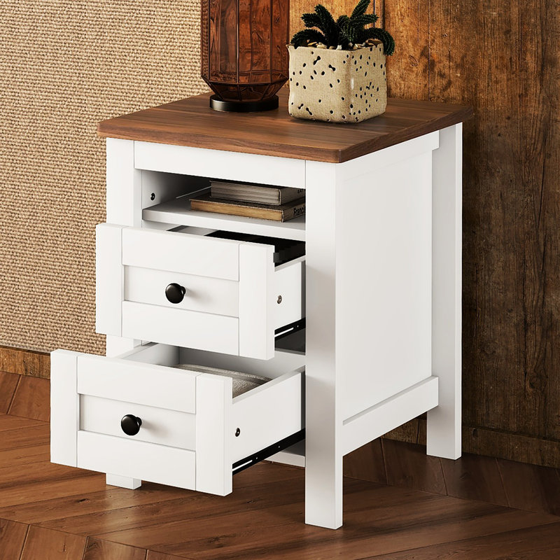 Table de chevet 2 pour la chambre à coucher - brune, élégante et pratique, table de chevet brune, design intemporel et rangement fonctionnel