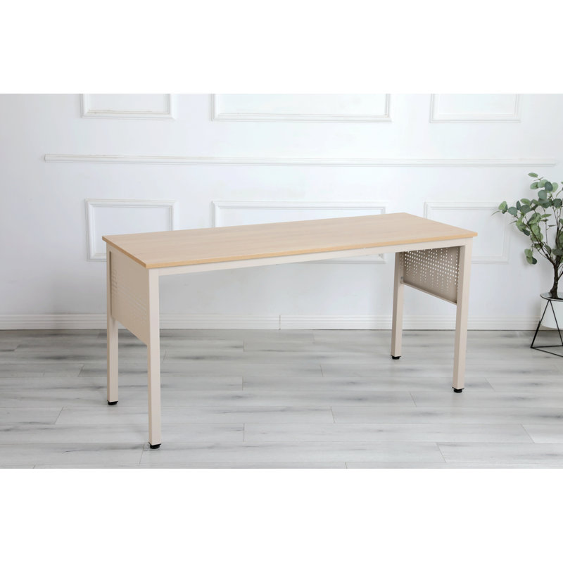 Poste de travail de bureau à domicile, H 30,7 po x l 55 po x P 24 po, Beige / Blanc