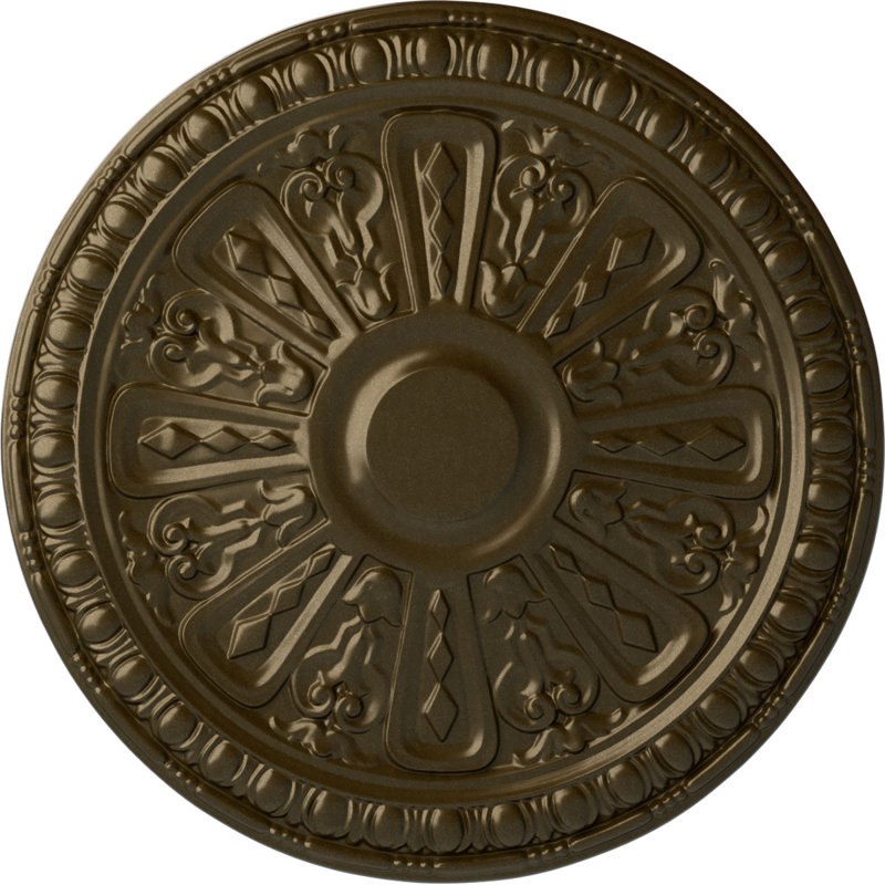 Endurathane Raymond Ceiling Medallion, 18"OD x 1 1/4"P (Fits Canopies up to 5 3/8"), Hand-Painted Gobi Desert Finish, Brass