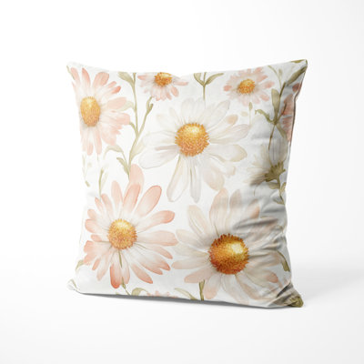 Country Farmhouse Accent Pillow - Yellow Daisy Glow Printed Throw Pillow