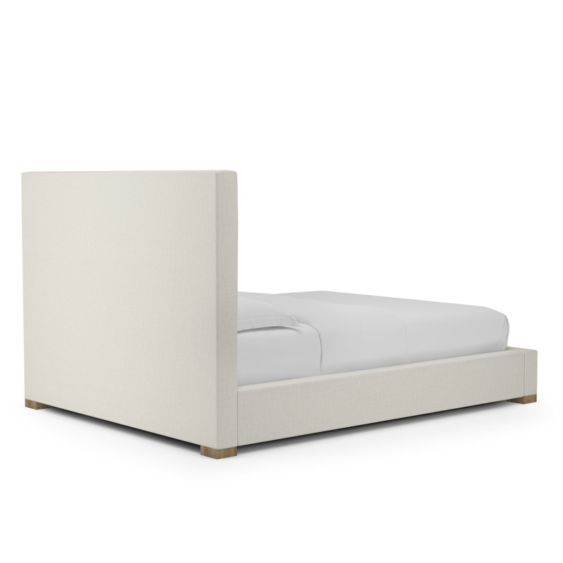Sloan Upholstered Bed, Twin, Box Weave Linen Alabaster, Weathered