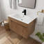 Meuble-lavabo de 30 pouces avec lavabo en céramique blanche et tablette ouverte ajustable (KD-PACKING)-123984736