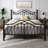 Metal Platform Bed with Victorian Style Headboard and Footboard，Sturdy Steel Slat Support, Underbed Storage-101091561-101091563