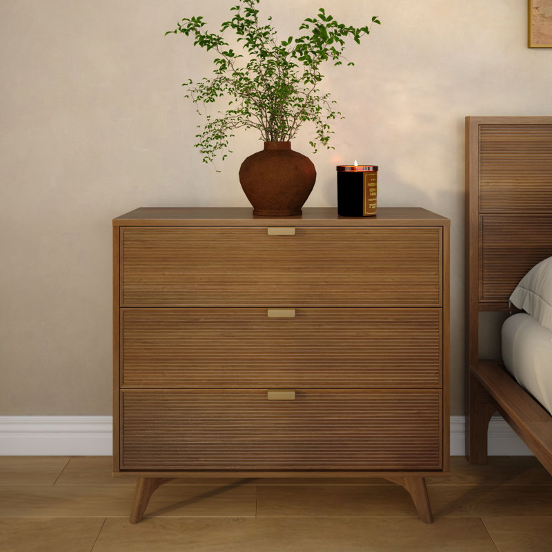 Commode Tambour à 3 tiroirs avec poignées en laiton Alice Linea