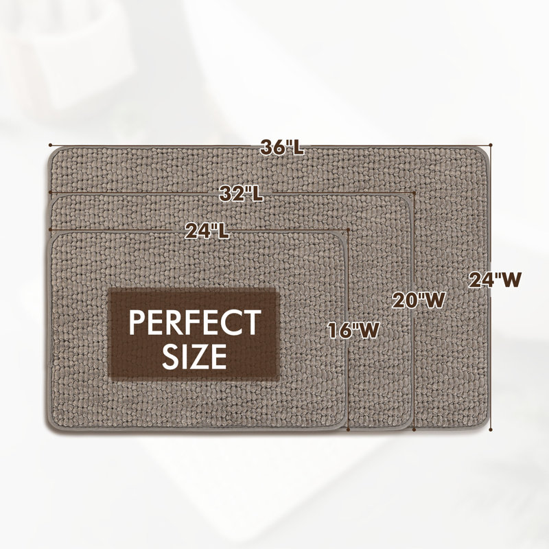 Tapis pour salle de bain en velours côtelé ultra doux et absorbant, L 16 po x L 24 po, Gris fumée