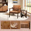 Asmat 24.5" W Mid-Century Modern Faux Leather Armchair with Solid Wood Legs-817150692