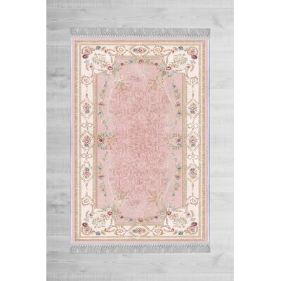 Dole Oriental Pink/White Area Rug -  East Urban Home, F5782C610C7241C4A98EEE98846F06EE