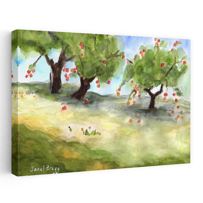 Contemporary Art Abstract Contemporary Fruit Landscape Wall Art by Janel Bragg - Wrapped Canvas Print
