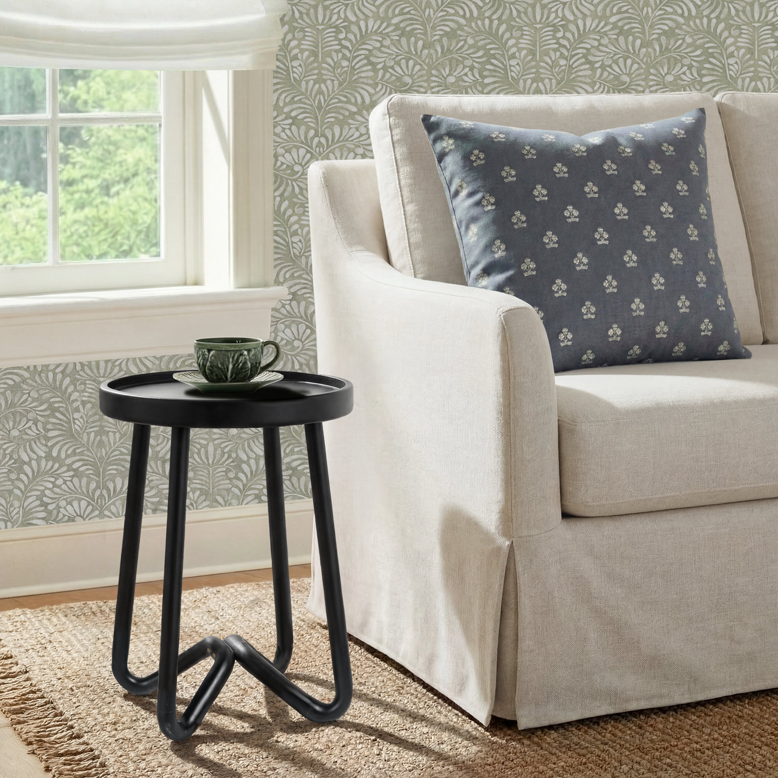 Sveta Solid Wood End Table, Black