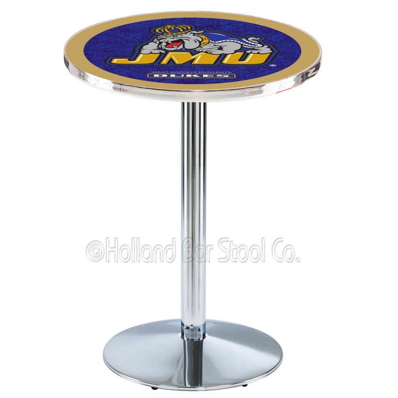 Round Metal Base Dining Table, Chrome, James Madison University