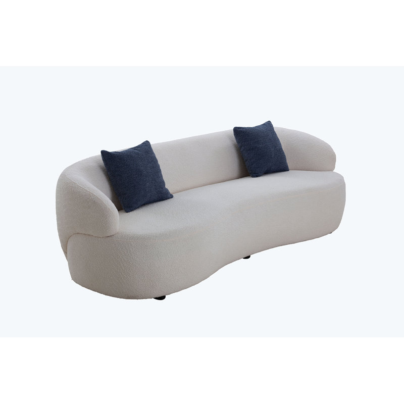 Curved Sofa, 3 Seat Cloud couch sofa Fabric Couch for Living Room, Beige Fabric